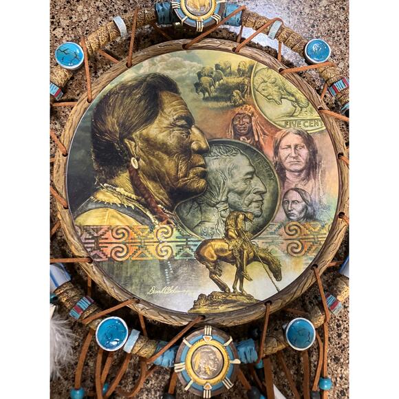 Native American Buffalo Nickel Commemorative Masterpiece Dreamcatcher Bradford - Picture 2 of 10